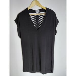 JORDAN TAYLOR Black V-Neck Top Solid Knit Sleeveless Women Size S
